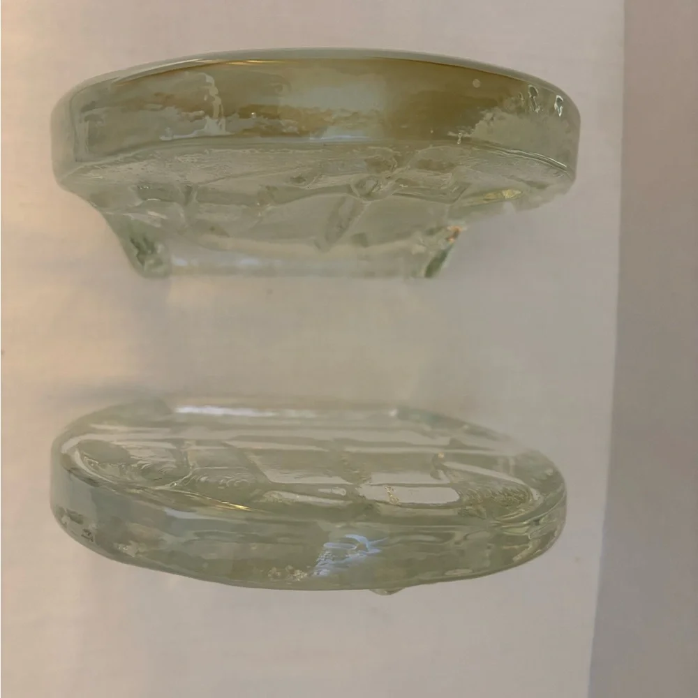 Vintage Blenko Clear Glass Sailboat Bookends 6”x6”.